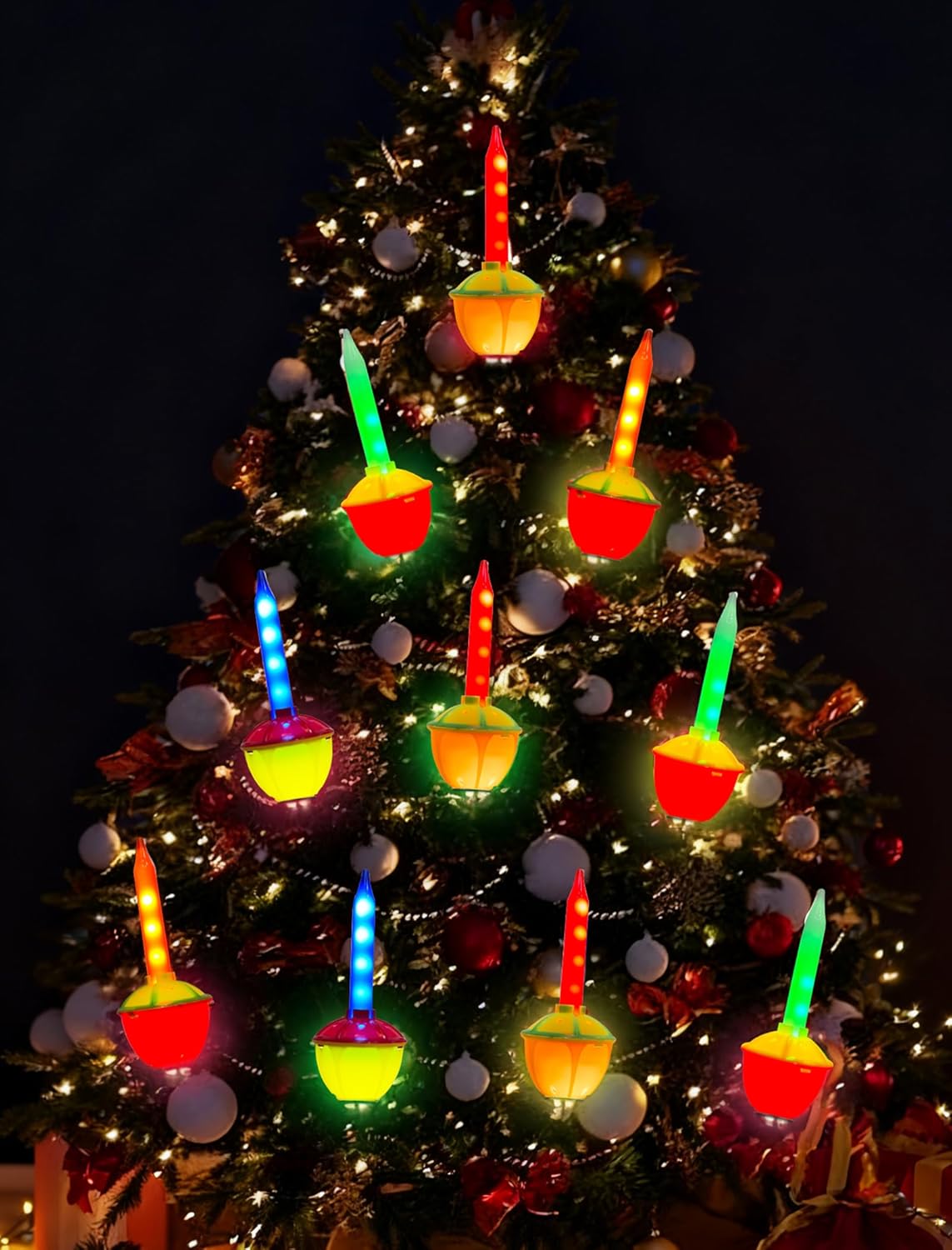 Abeja 8 Pack Christmas Bubble Lights Replacement Bulbs, LED Multicolor Bubble Lights, Bubble Light Replacement Bulbs for Christmas Tree Holiday Celebrations Decor-C7/E12 Base