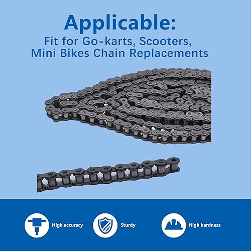 Miniatura 7 de WFLNHB #40 Cadena de rodillos de 10 pies con 2 eslabones de conexión para Go Kart y Mini Bike