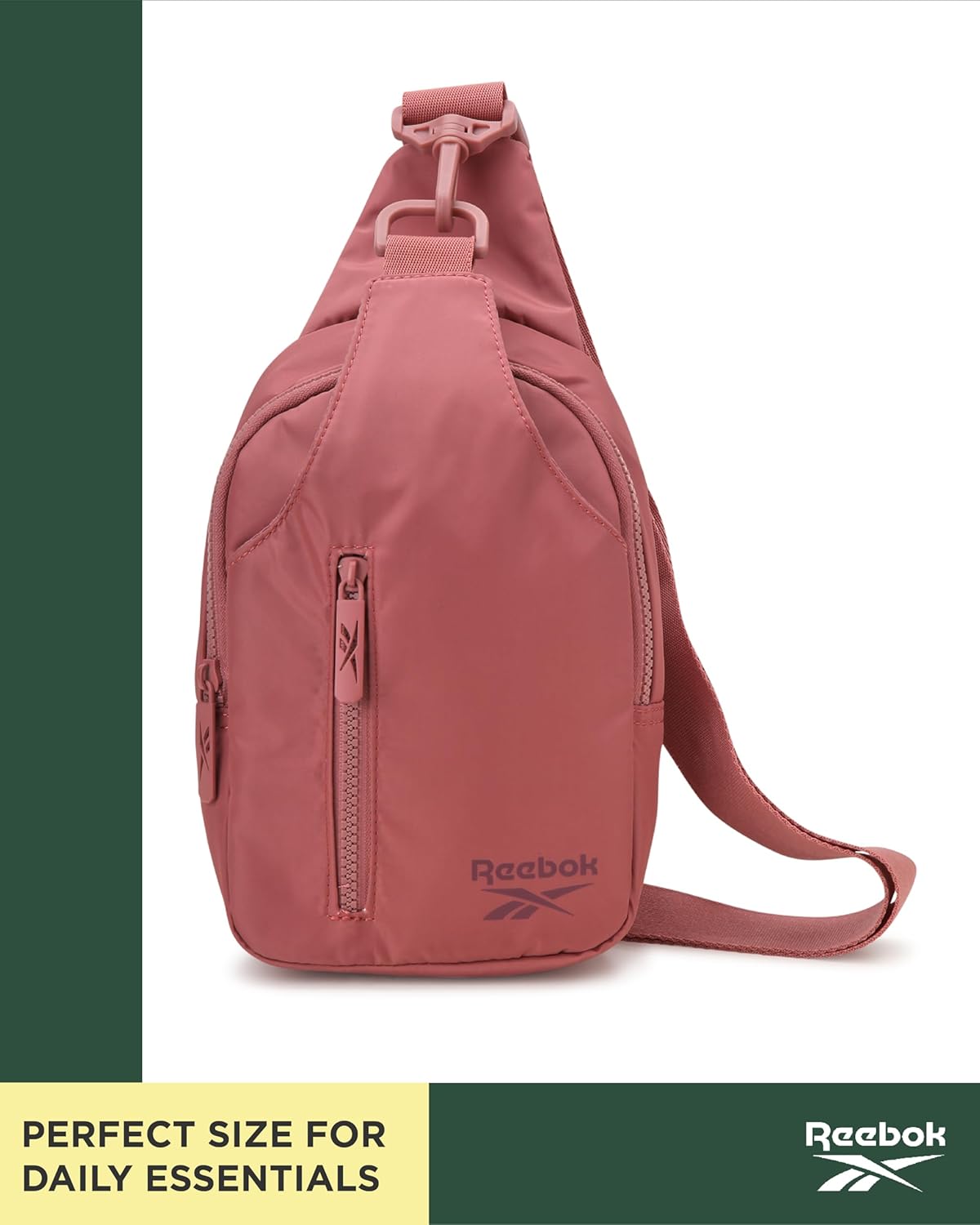 Reebok Unisex Crossbody Sling Bags – Compact Convertible Strap Cross Body Bag Travel Sling Bag - Gym & Travel Essential, Size One Size, Berry Rose - Image 6