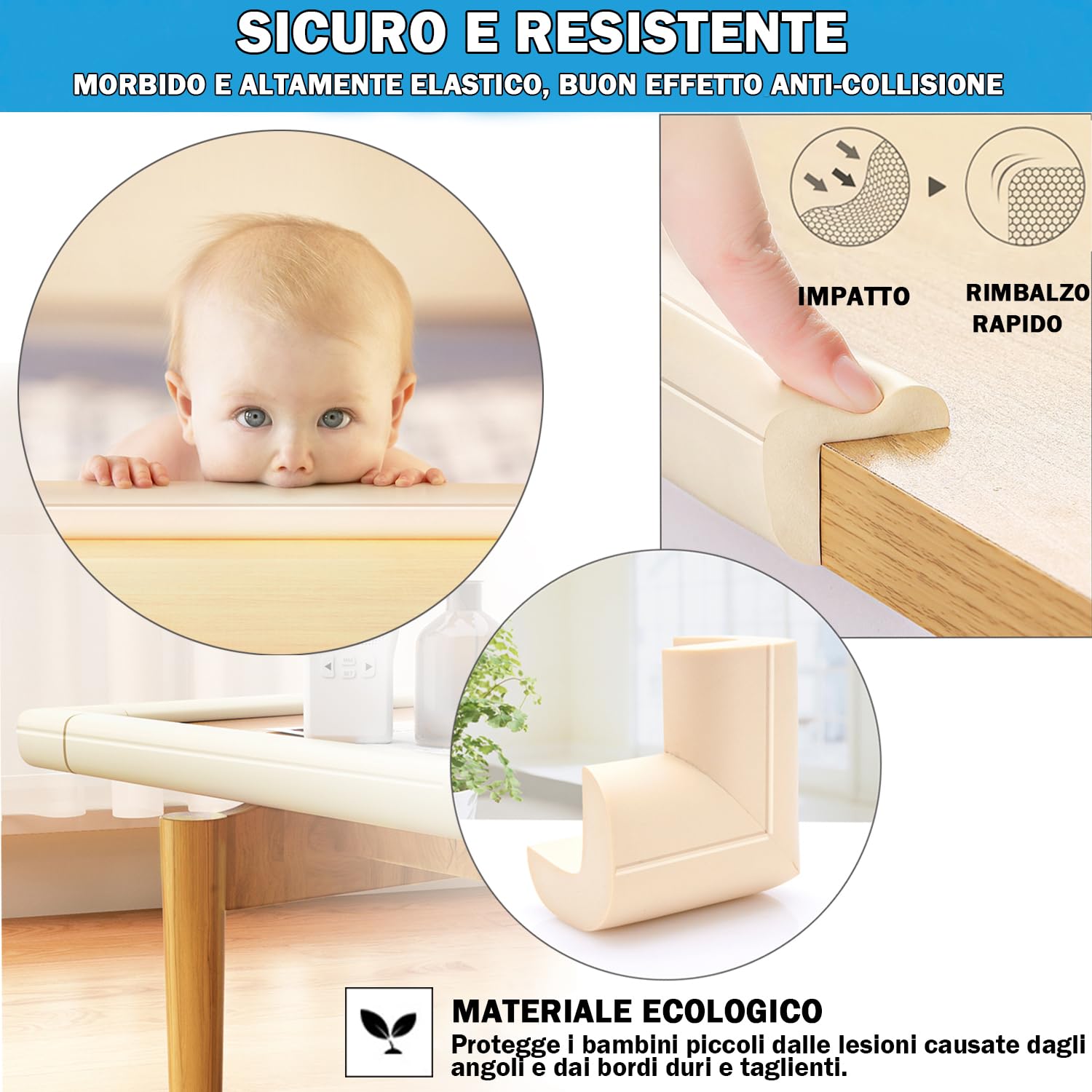 Set Di Paraspigoli Di Sicurezza Per Bambini, 4,4 M + 8 Paraspigoli Per Bambini In Schiuma, Mobili E Tavoli, Paracolpi A Prova Di Bambino, Pre-nastrato - 10
