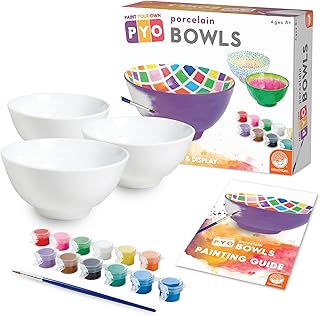 MindWare Paint Your Own Porcelain Bowls for Kids - DIY Craft Kit Makes 3...