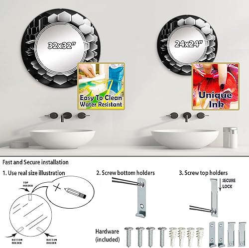 Miniatura 9 de Espejo de pared de animales, Espejo moderno ovalado, Espejo de baño redondo negro, espejo de tocador geométrico abstracto Monocromo Geométrico