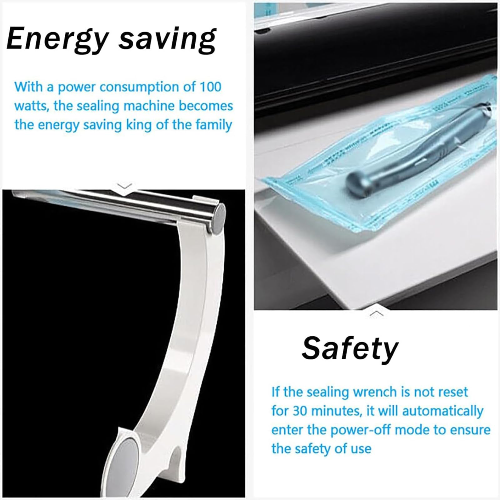 Máquina selladora de Bolsas dentales, selladora automática de envases dentales 100 W, Ancho de Sellado 300 mm y Ancho de sangría 12 mm, para odontología, clínicas y hospitales.