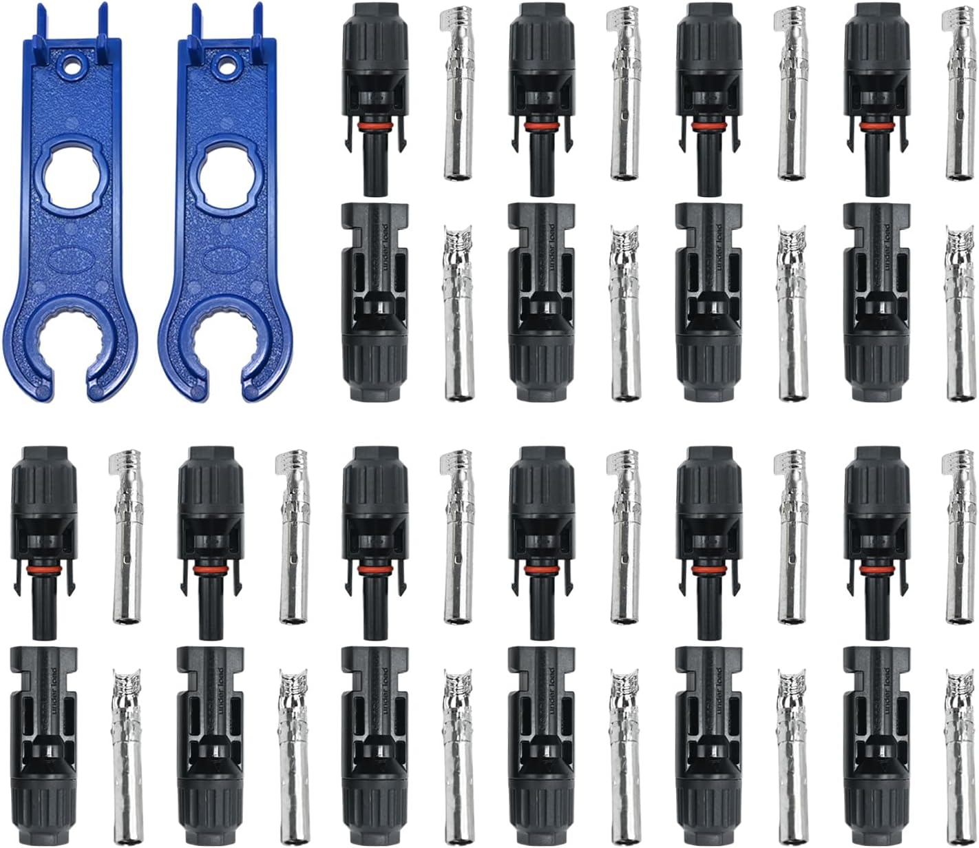 100PCS Solar Connector Male/Female Solar Connector with Wrench IP67 Waterproof Panel Connector (50 Pairs + 2 Wrenches)