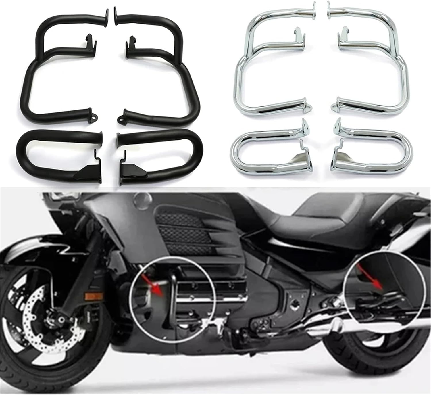 Chrome Front Motorcycle Crash Bars Engine Guard Bumper Stunt Cage Road Protector for Honda Goldwing GL1800 GL1800A 2001-2016(C)