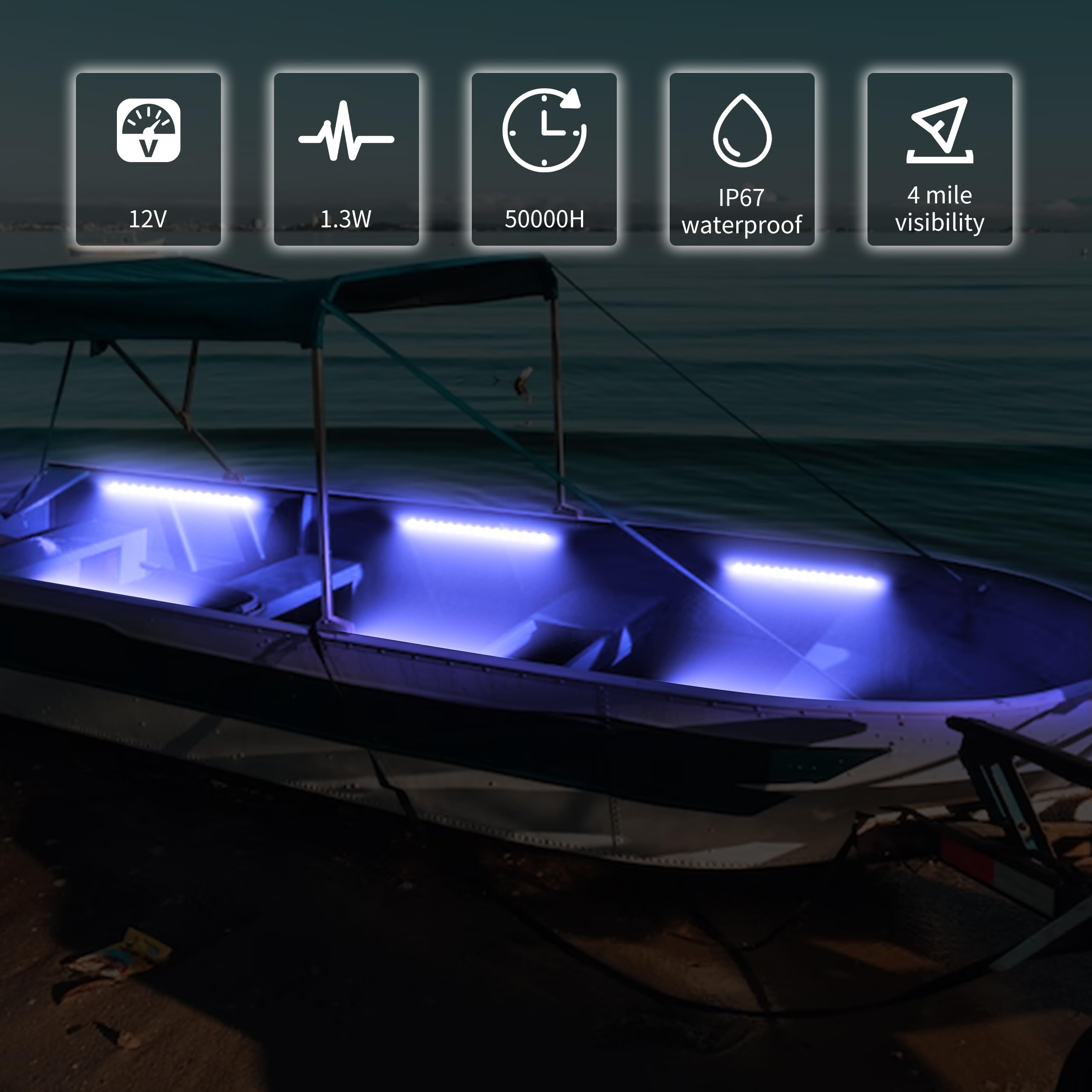Blue LED Boat Light Kit – 12V Waterproof Strip 5M/300 LEDs For Deck Trailer Pontoon