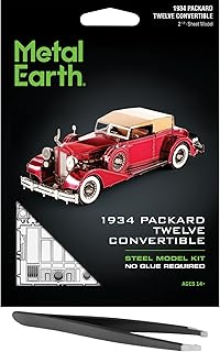 Metal Earth Fascinations 1934 Packard Twelve Convertible 3D Metal Model Kit Bundle with Tweezers