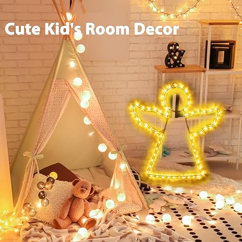 Miniatura 2 de DBFAIRY Luces de ángel de 19 pulgadas para exteriores, luces LED de Navidad grandes para exteriores, luces de ángel de Navidad para exteriores,