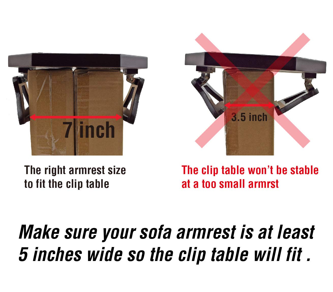 Utrax Wooden Sofa Arm Clip on Snack Table Wood Chair Armrest Tray