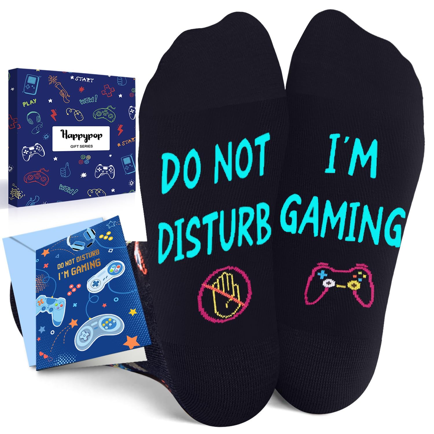 Gamer Gifts for Teens Boys - Video Game Gifts, Gaming Socks for Kids 4-18 Years with Greeting Card