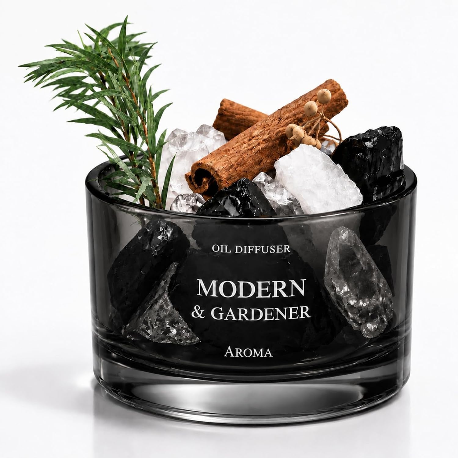 Modern Crystal Stone Aroma Essential Oil Diffuser with Natural Botanicals