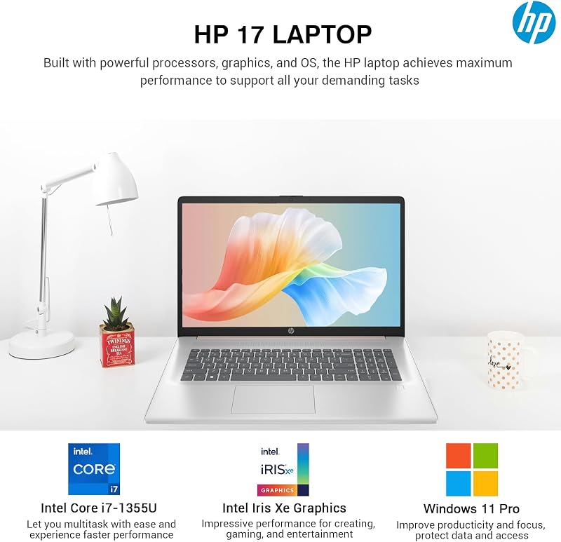 HP 17 Touchscreen Laptop PC, 17.3 Inch HD+ Touch Screen Business Laptop Computer, Intel 10-Core i7, Windows 11 Pro, 10-Key Backlit Keyboard |Fingerprint | Rose Gold | 64GB RAM 2TB SSD image 3