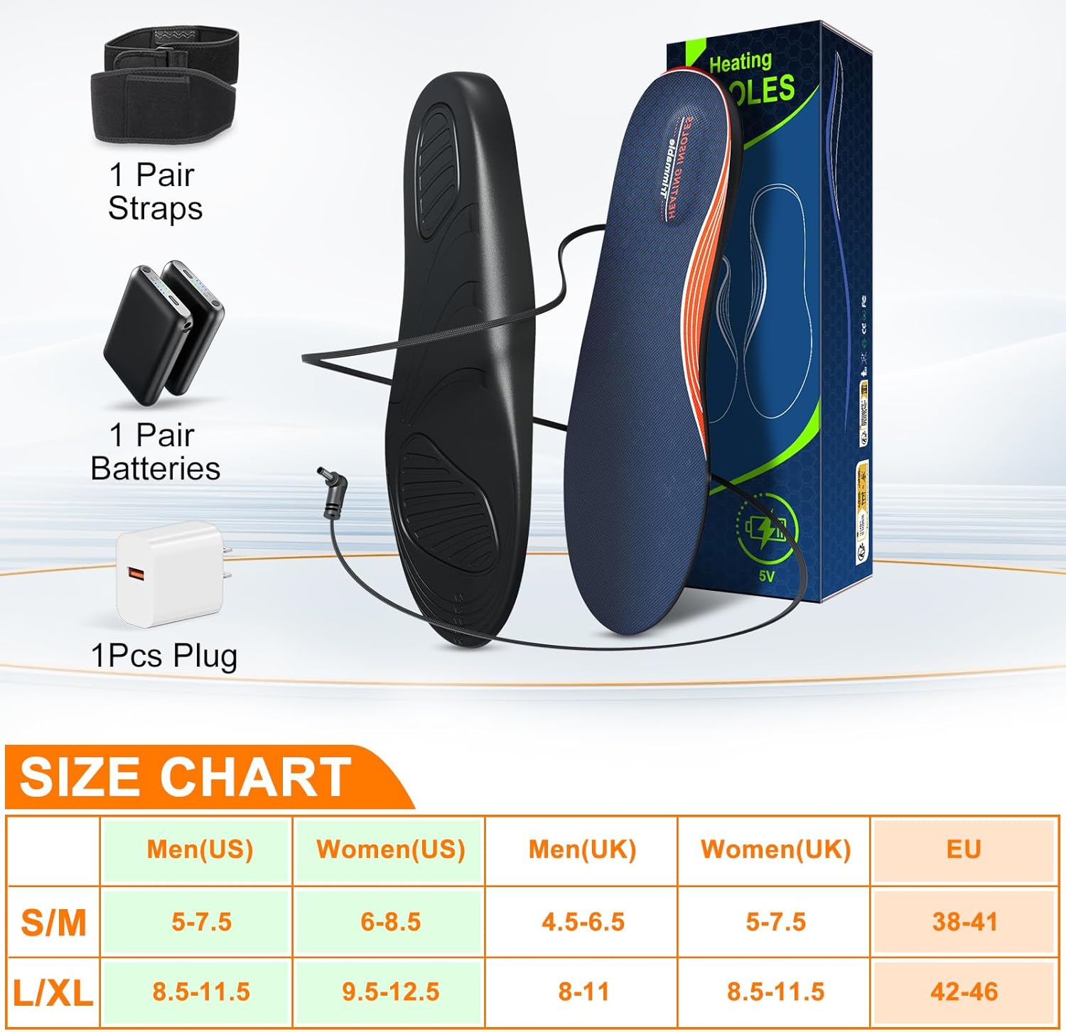 RTDEP Heated Insoles, Heated Insoles for Women Men with 6000mAh Battery, 4 Temperature Rechargeable Foot Warmers, Full-Foot Heating, Electric Heating Insole for Outdoor Hunting Fishing Camping - Image 6