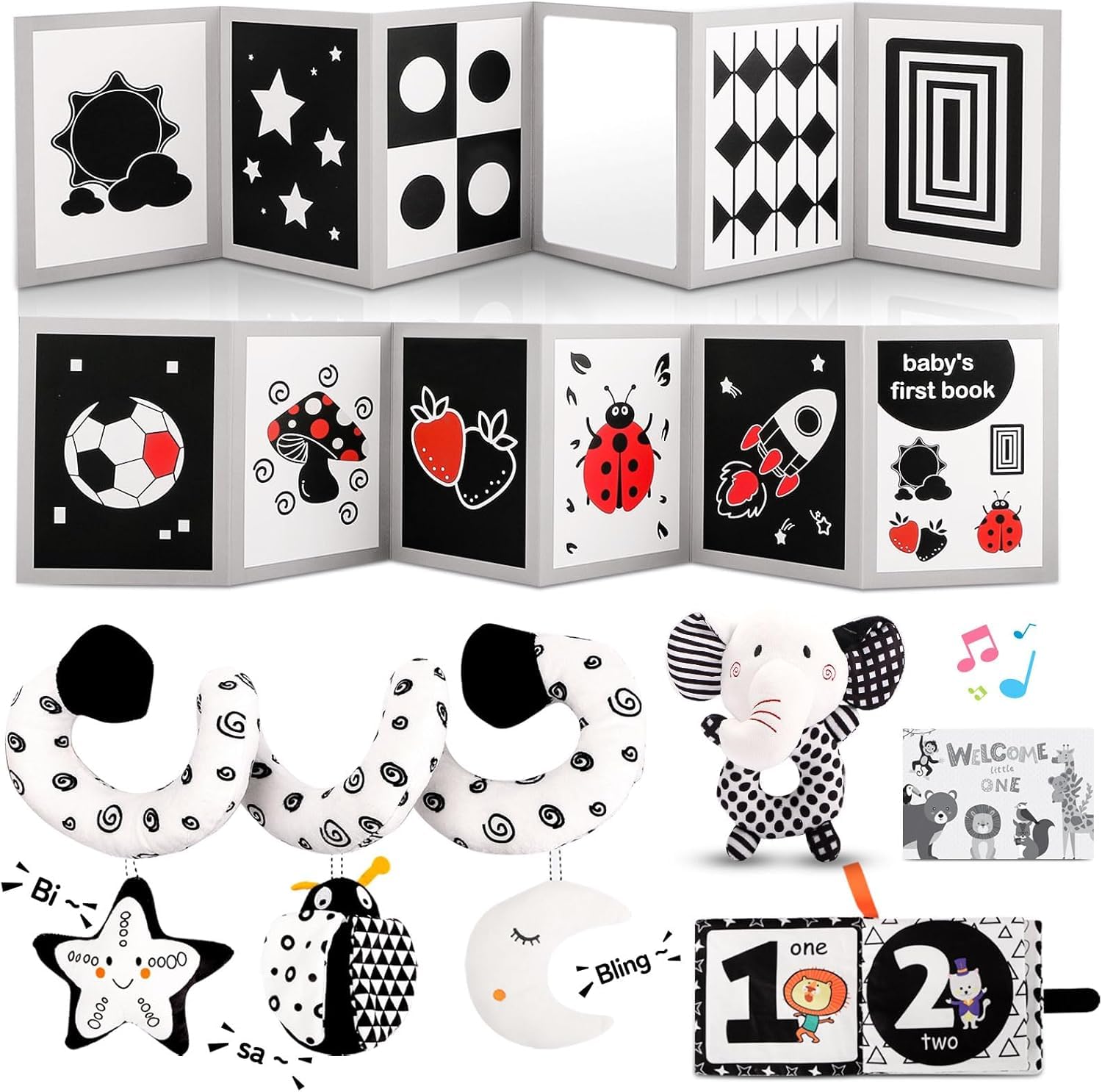 Black and White Sensory Toys Brain Development,High Contrast Baby Toys, 14.0 Centimeters X 10.0 Centimeters