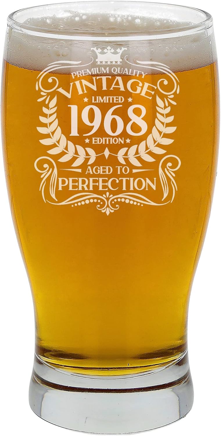 Always Looking Good 58th Birthday Gift for Men Vintage 1968 Aged to Perfection Engraved Pint Beer Glass Present for 58 Year Old Etched Cider Lager Beer Tulip Pint Glasses
