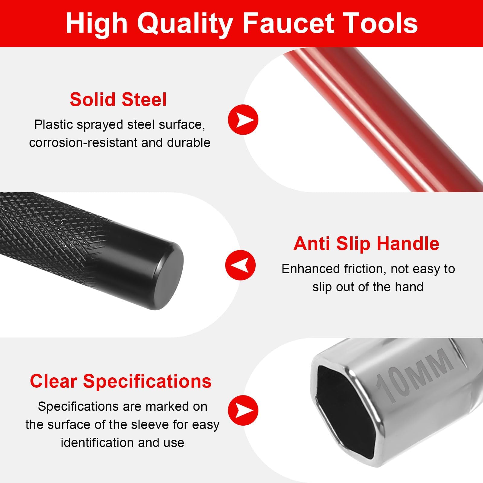 Set Chiave Per Dadi Rubinetti 8-12mm - Utensile Professionale Per Montaggio Sottolavello Con 6 Pezzi - Foto 7