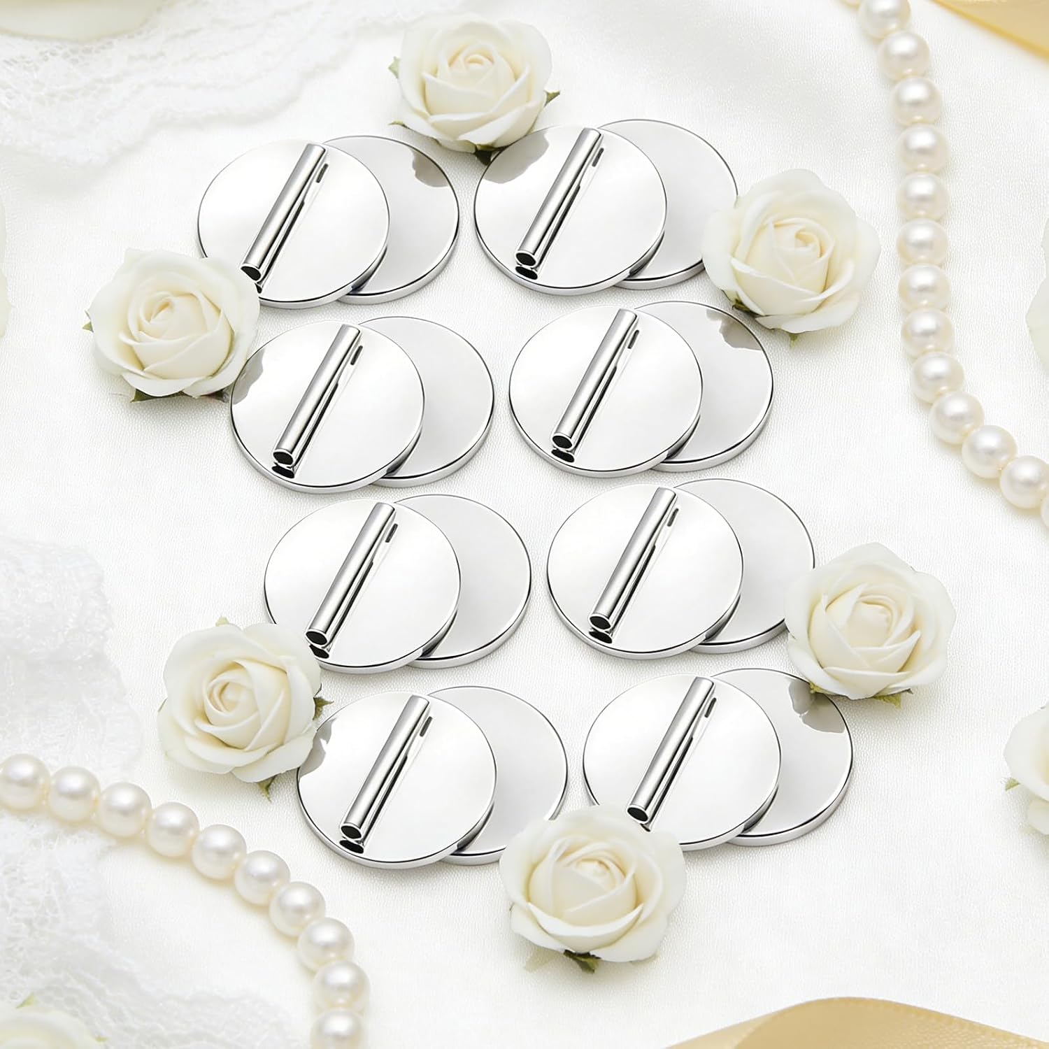 Magnetic Pin Backs, Boutonniere Magnet Set 8 Pairs, Mini Stainless Steel Magnetic Pins for Brooch Scarf Hijab, Secure Boutonniere Magnets Converter Clips