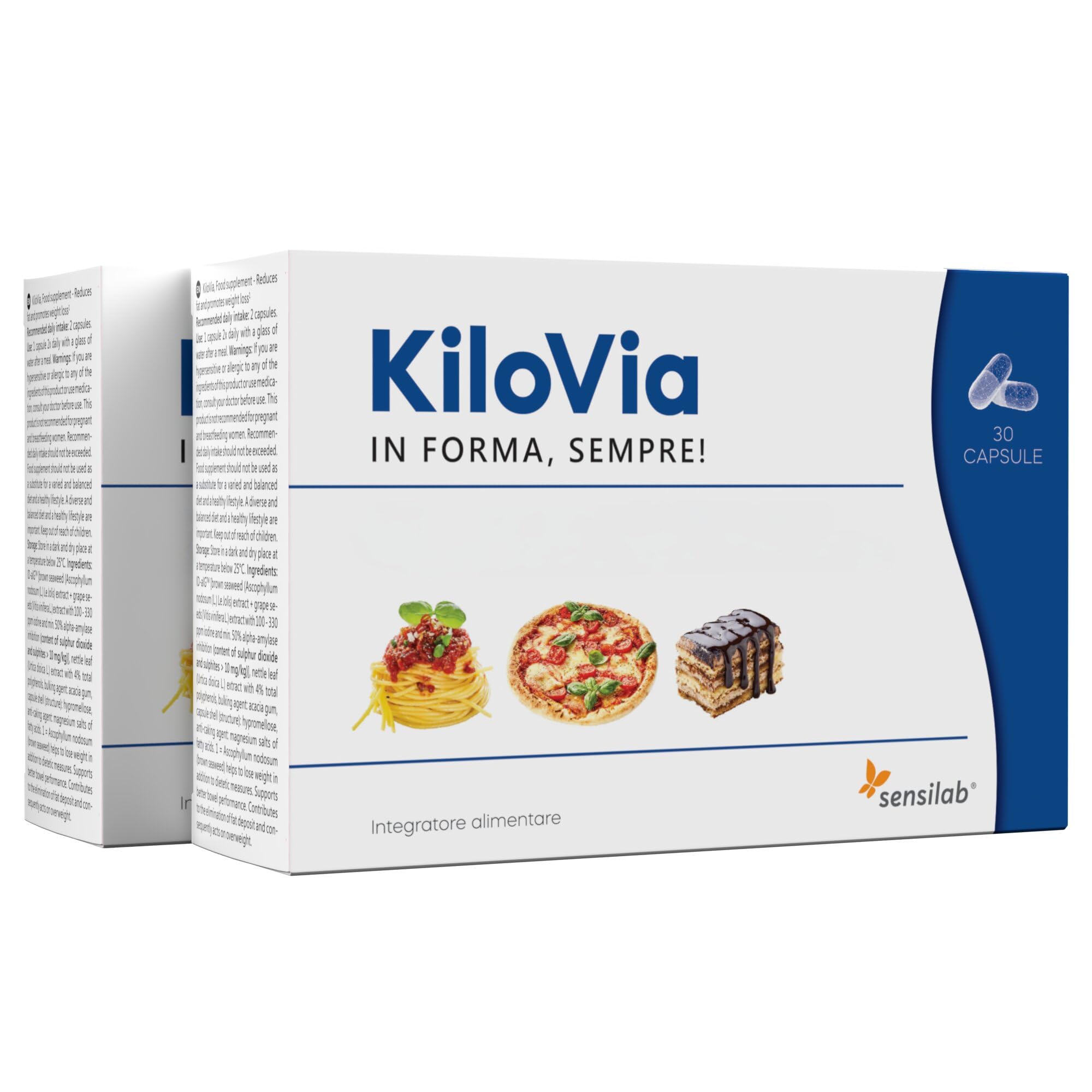 Sensilab KiloVia - Gélules Après Repas, Algues Brunes, 60 Gélules | Pépins de Raisin, Extrait de Feuille d'Ortie, avec Iode, Cure 1 Mois