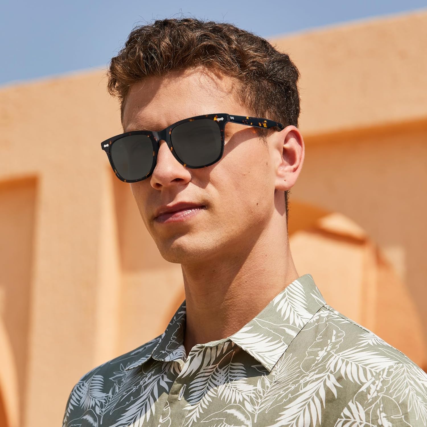CARFIA Retro Square Men's Polarized Sunglasses with UV400 Protection, Durable Hand-crafted Acetate Driving Shades