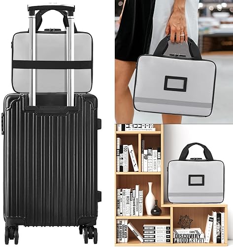 Miniatura 5 de Organizador de archivos con cerradura, bolsa organizadora de documentos ignífuga con cremallera resistente al agua, bolsa de almacenamiento de