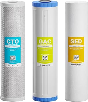 Max Water 3-Stage 20" x 4.5" Whole House Replacement Water Filter Set