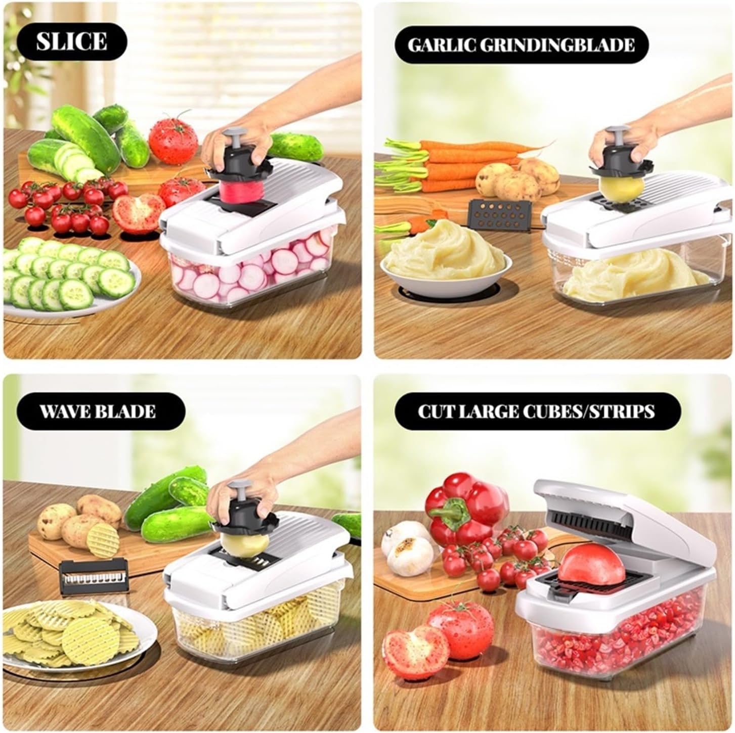 15 in 1 Multifunctional Vegetable Cutter & Cheese Slicer, Kitchen Food Chopper Dicer with Container