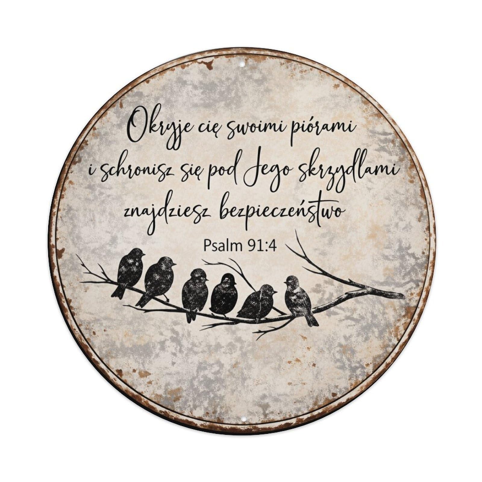 Birds On Branch With Scripture Metal Tin Sign Plaque