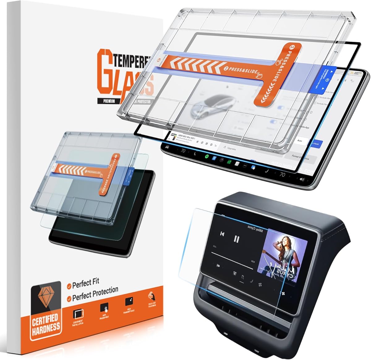 For Tesla Model Y 2025 2026 Juniper& 2024-2026 Model 3 Highland Matte Screen Protector - [No More Glare& Fingerprint] - Mil-Grade 9H+ Tempered Glass 15.4 Dashboard - Front& Rear Protector - [2-Pack]