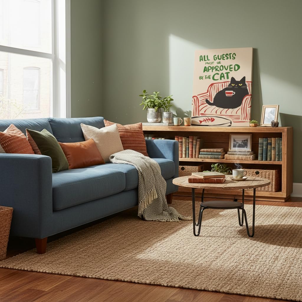 Funny Black Cat With Coffee Wall Art All Guests Must Be Approved By The Cat Quote Painting Picture Wall Decor Retro Animal Cats Poster Print Artwork for Bedroom Living Room Home Decoration