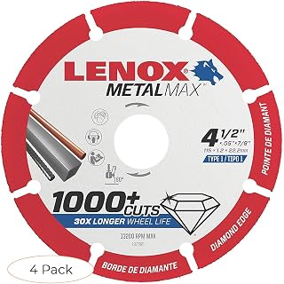 LENOX Tools Cutting Wheel, Diamond Edge, 4-1/2-Inch (1972921) (Pack 4)