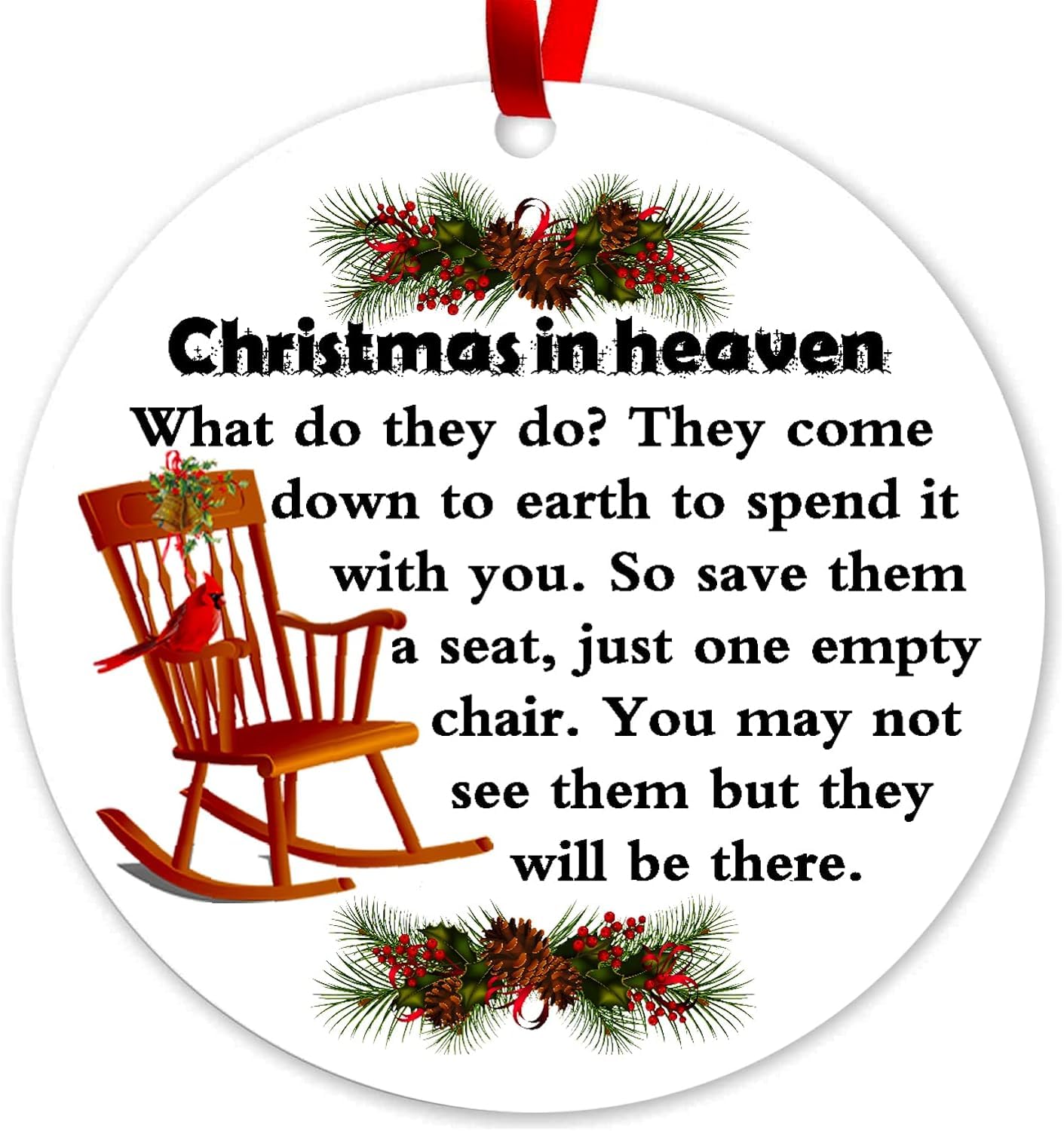 Christmas in Heaven Ornaments Memorial Poem Xmas Tree Hanging decorative Ornament