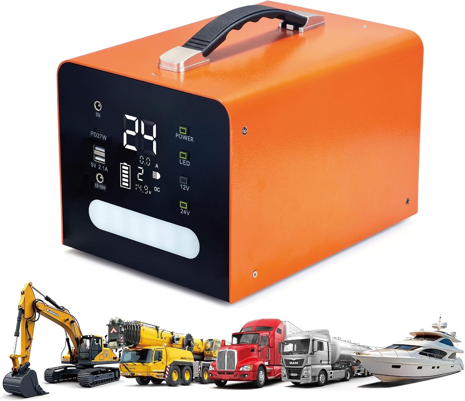 Avviatore di emergenza per camion, resistente, batteria da 18000 A 236,8 Wh adatto per motori diesel da 50 l, compatibile con avviatori di emergenza automobilistici da 12 V/24 V, può avviare veicoli
