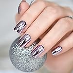 Metal Mirror Press on Nails - iBeautying False Nails - Light Purple Pink Finish Finger Daily Wear Nail - Short Square Acrylic Reusable Fake Nails 24pcs