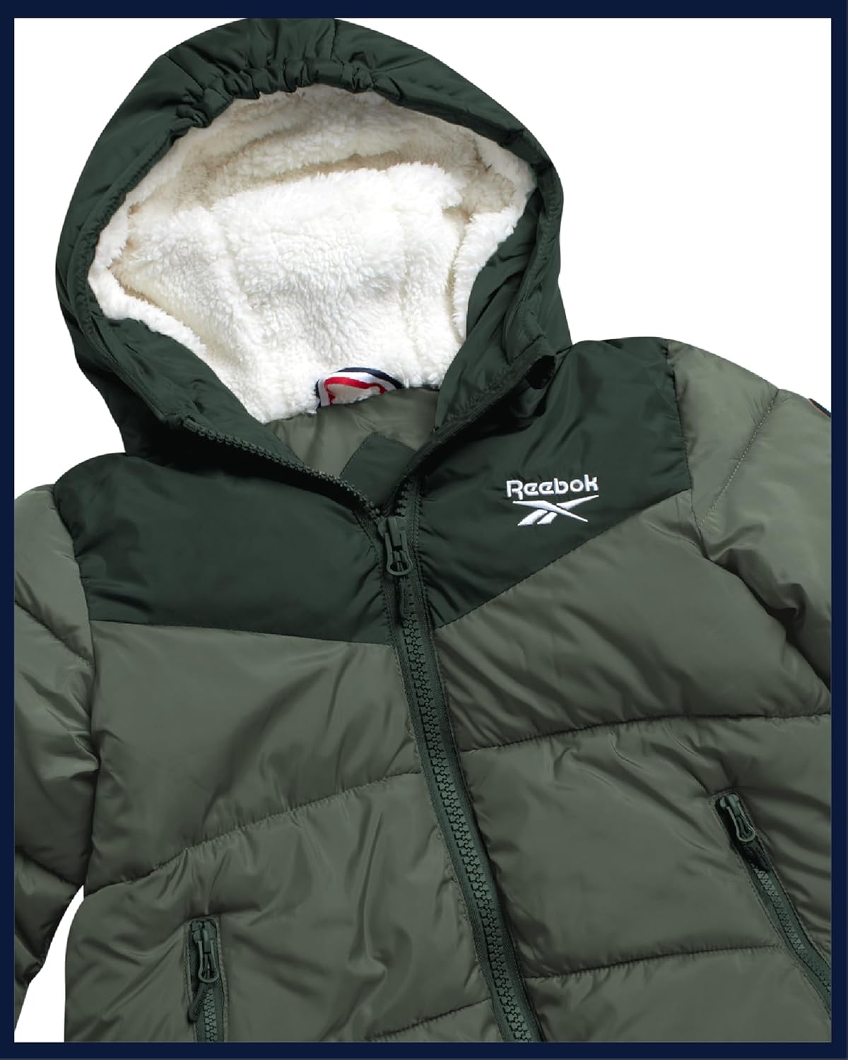 Reebok Girls Puffer Jacket - Heavyweight Poly Taffeta Insulated Zip Up Winter Coat for Girls with Sherpa Lined Hood & Pockets - Image 5