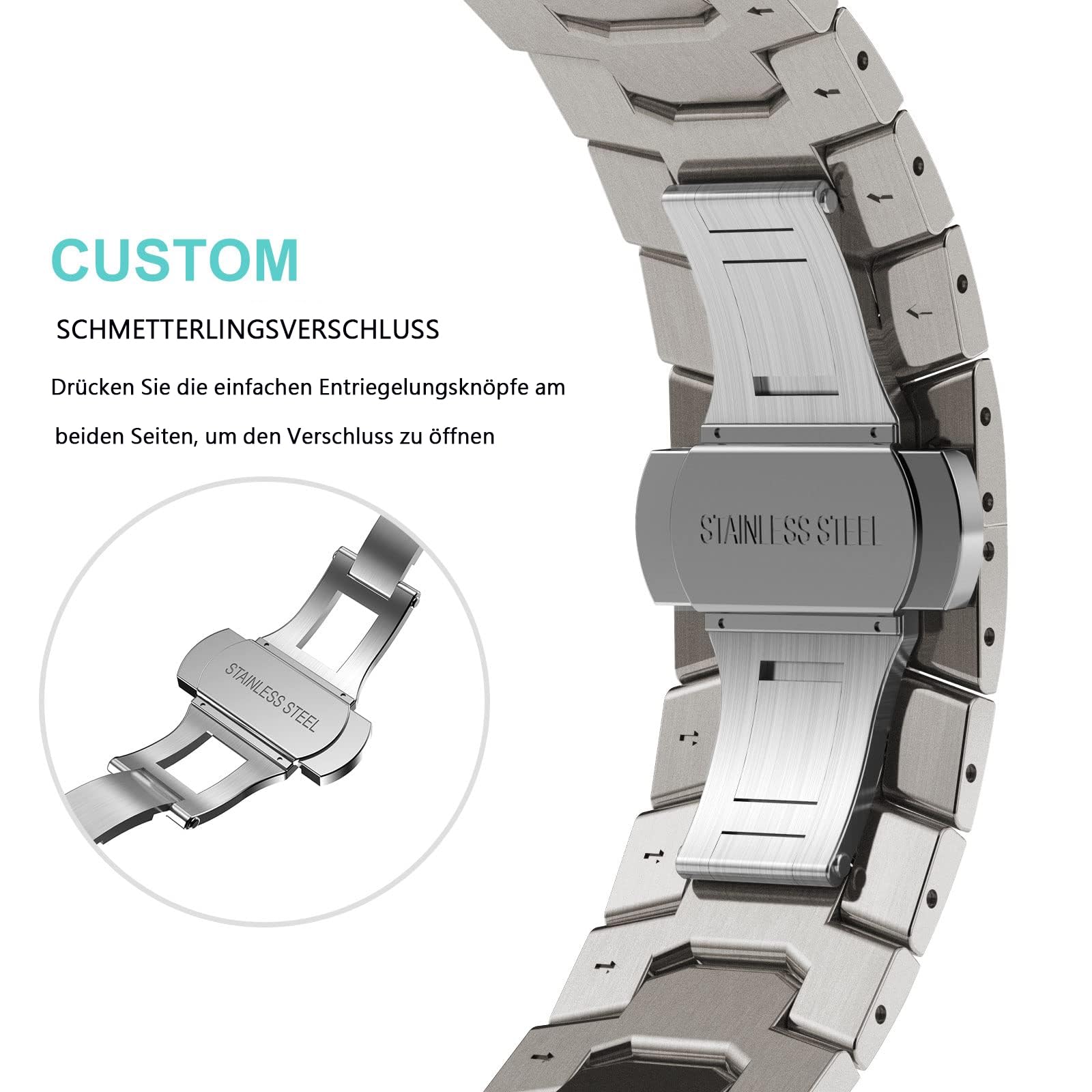Fullife Metal Strap Compatible with Apple Watch Straps 49mm 46mm 45mm 44mm 42mm 41mm 40mm 38mm,Stainless Steel Replacement Band for iWatch Ultra2/Ultra Series 10/9/8/7/6/5/4/3/2/1/SE