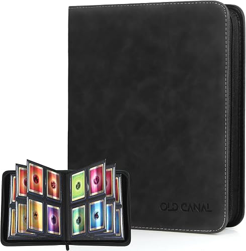 Old Canal Top Loader Binder, 4 Pockets Card Binder Holds 112 Top Loaders, Premium Trading Card Collection Holder, Top Loader Storage Album for TCG, Sports Cards, Black (FOR TOP LOADERS ONLY) - 1
