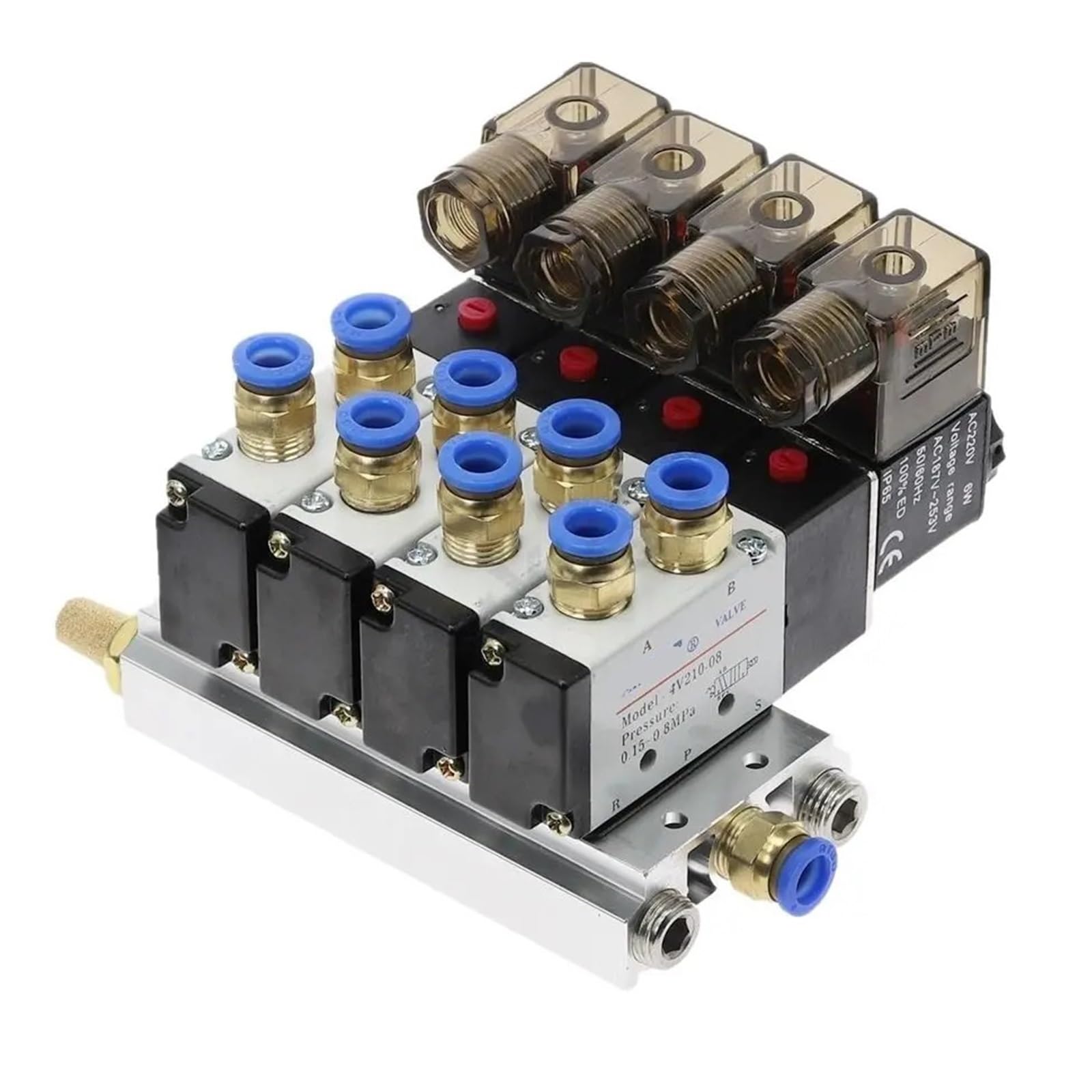 Électrovanne pneumatique 4V210-08 4 voies avec silencieux 12mm