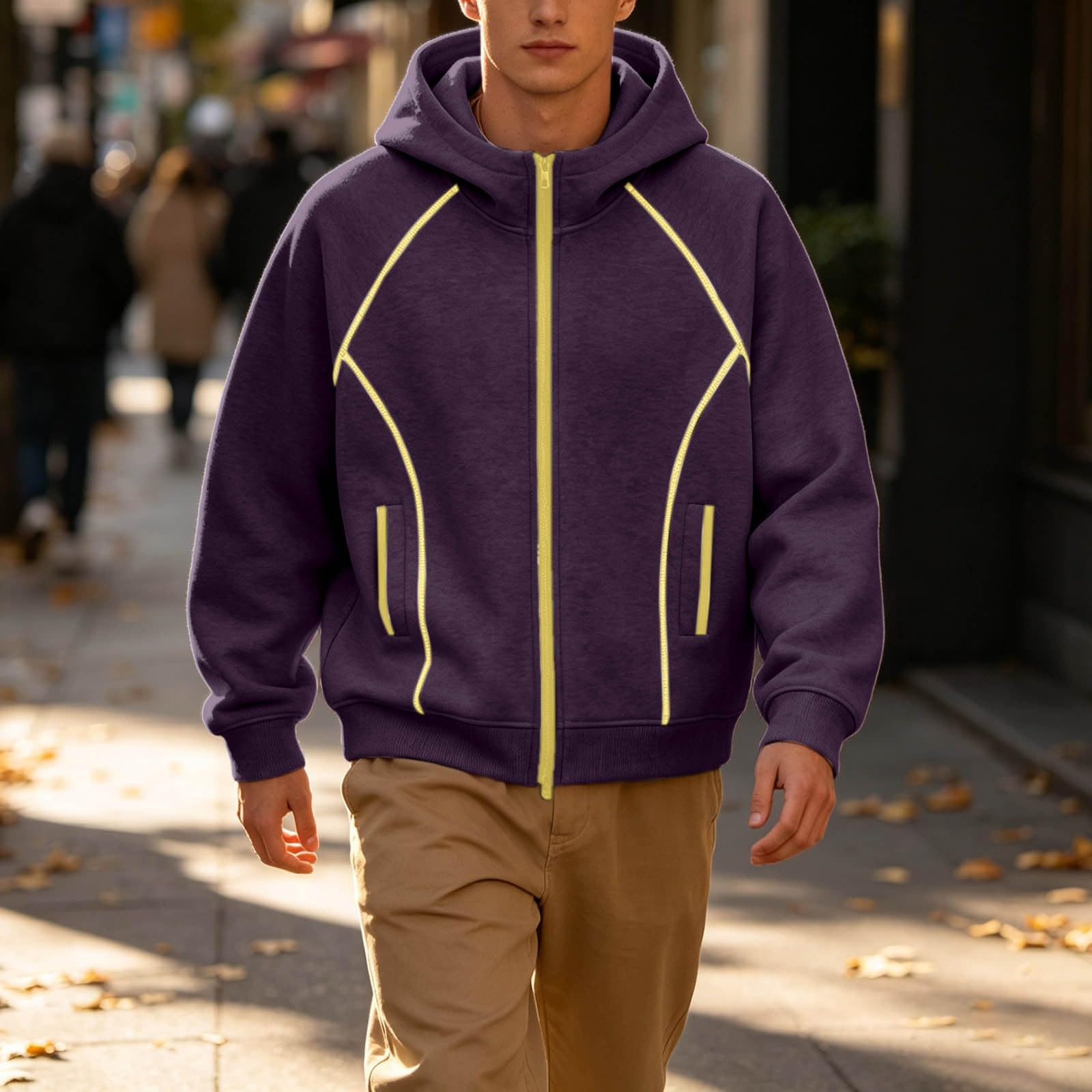 Felpa con Zip streetstyle da Uomo con Dettagli a Contrasto, Moderna Giacca