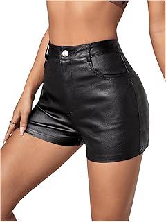 MakeMeChic Women's Faux Leather High Waist Stretchy Shorts Skinny Bodycon Bottom