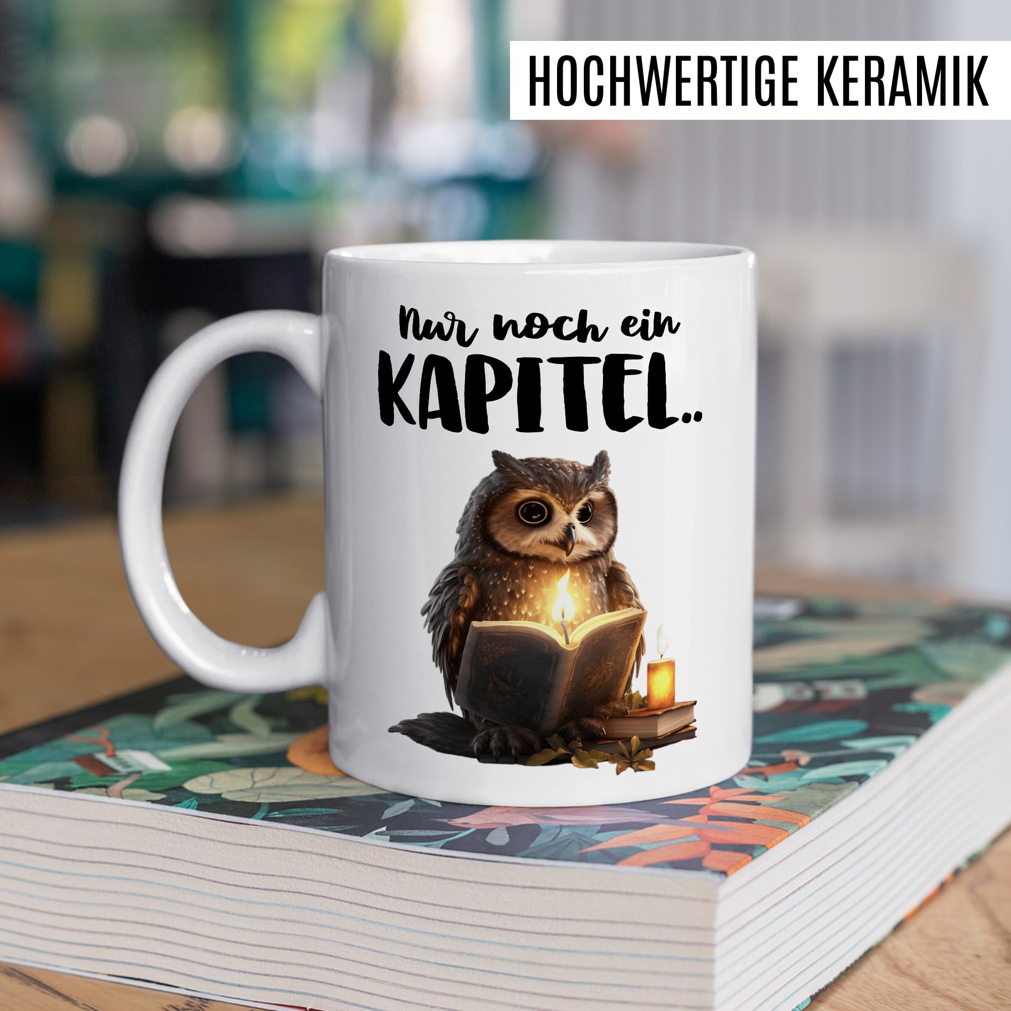 Bücherwurm Tasse mit Spruch - Nur noch ein Kapitel… - Kaffeetasse aus Keramik 330ml