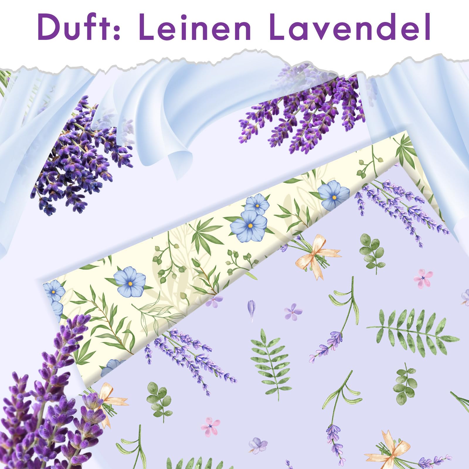 Carta Profumata per Cassetti, Profumi di Talco per Bambini, Profumo di Lino e Lavanda Carta Profumata per Armadi per Profumare i Vestiti e Decorare i Mobili, 36.5 * 50 cm