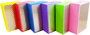 Diamond Hand Polishing Pads, 60-1000 Grit, 6-Piece Sanding Block Set for Glass and Tile, Multi-Color