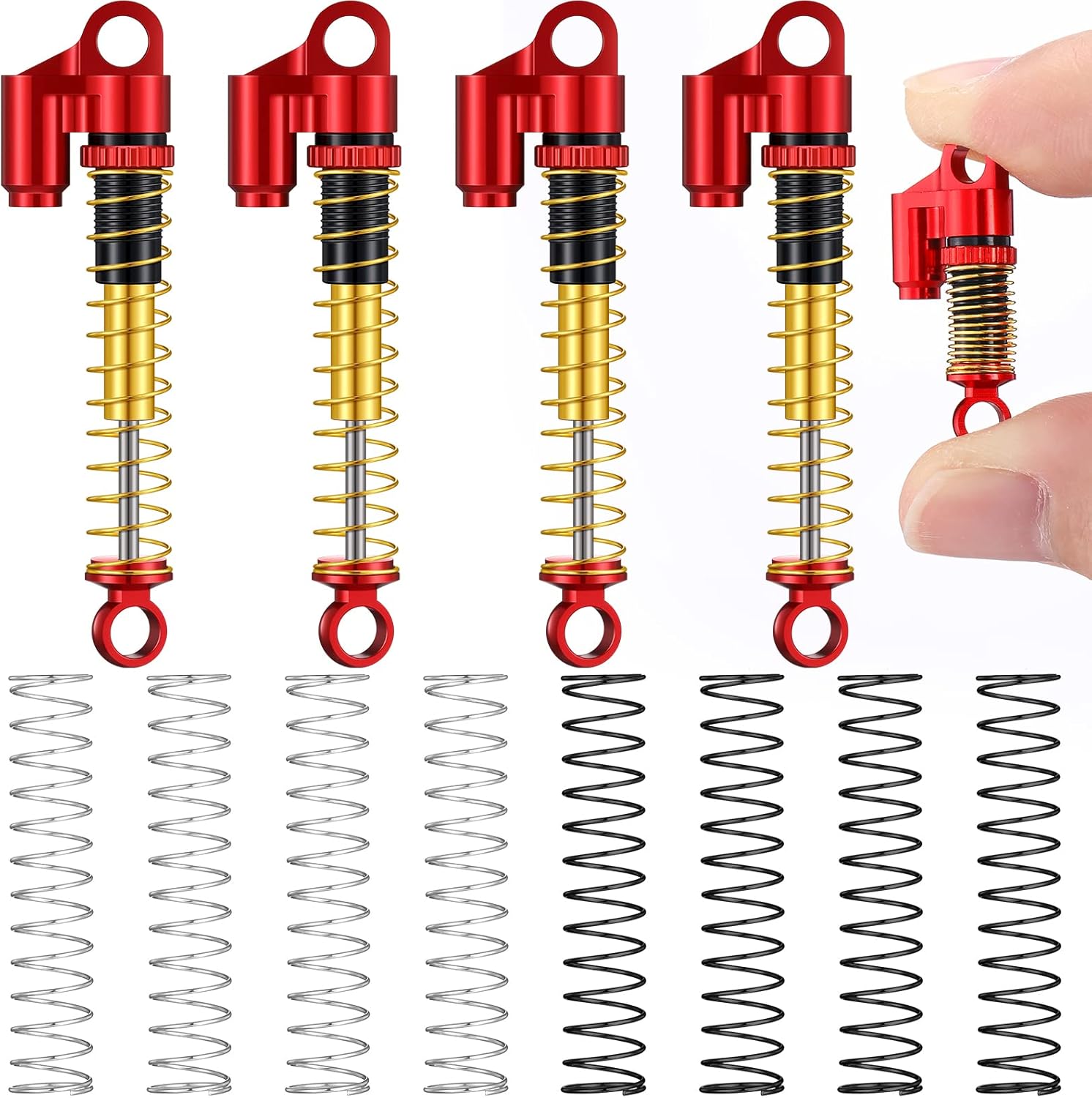 4 Pieces Scx24 Shocks 43mm Adjustable Aluminum Absorber RC Shocks Piggyback Damper