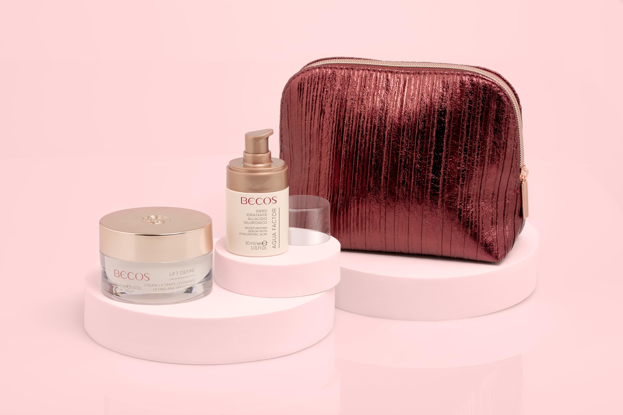 Becos Lifting Beauty Routine Face Kit - Lift Define Smoothing Liftant Cream 50 ml + Aqua Factor Hyaluronic Acid Hydrating Serum 30 ml