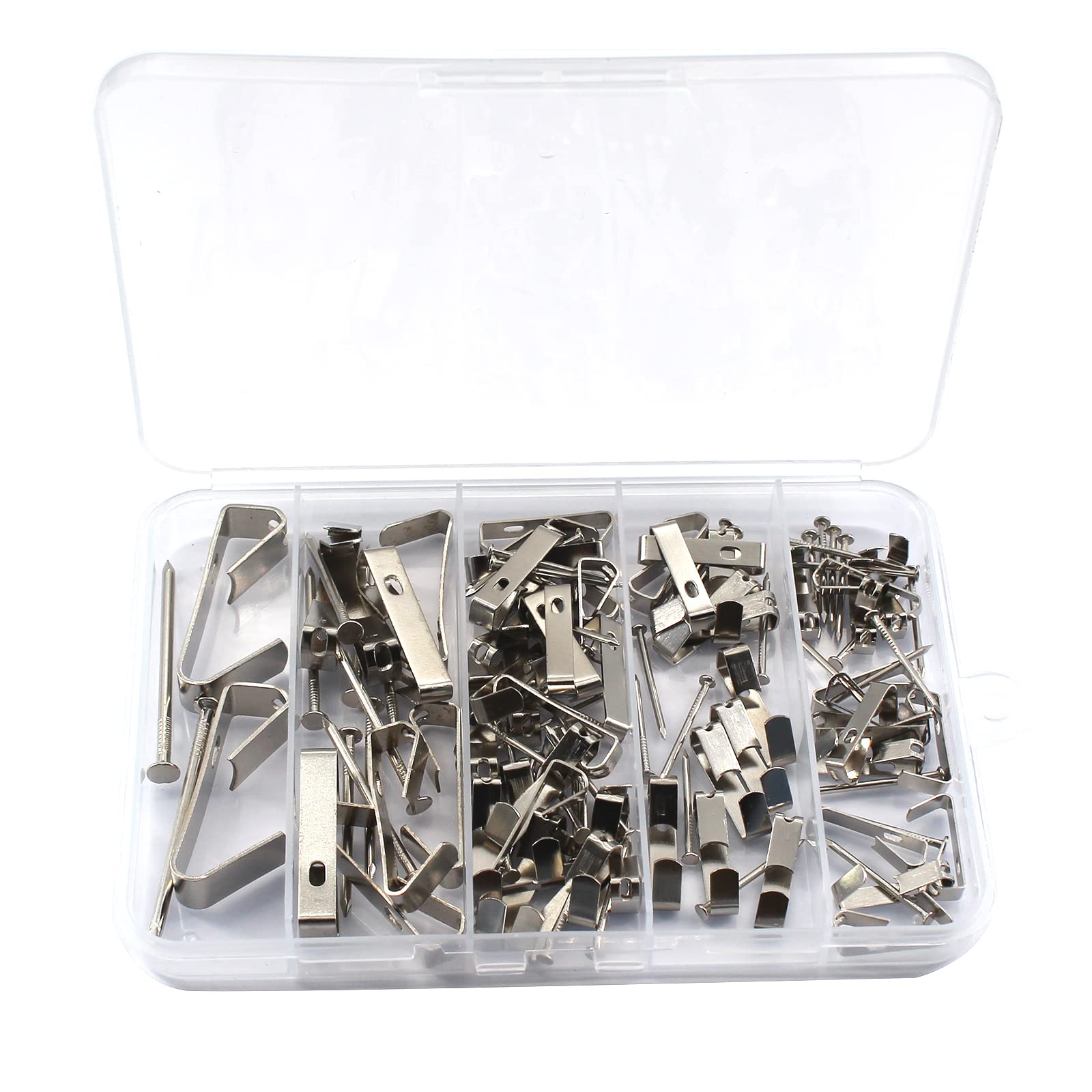Silver 60 Set Picture Hangers Photo Frame Hanging Hooks Kit - Image 4