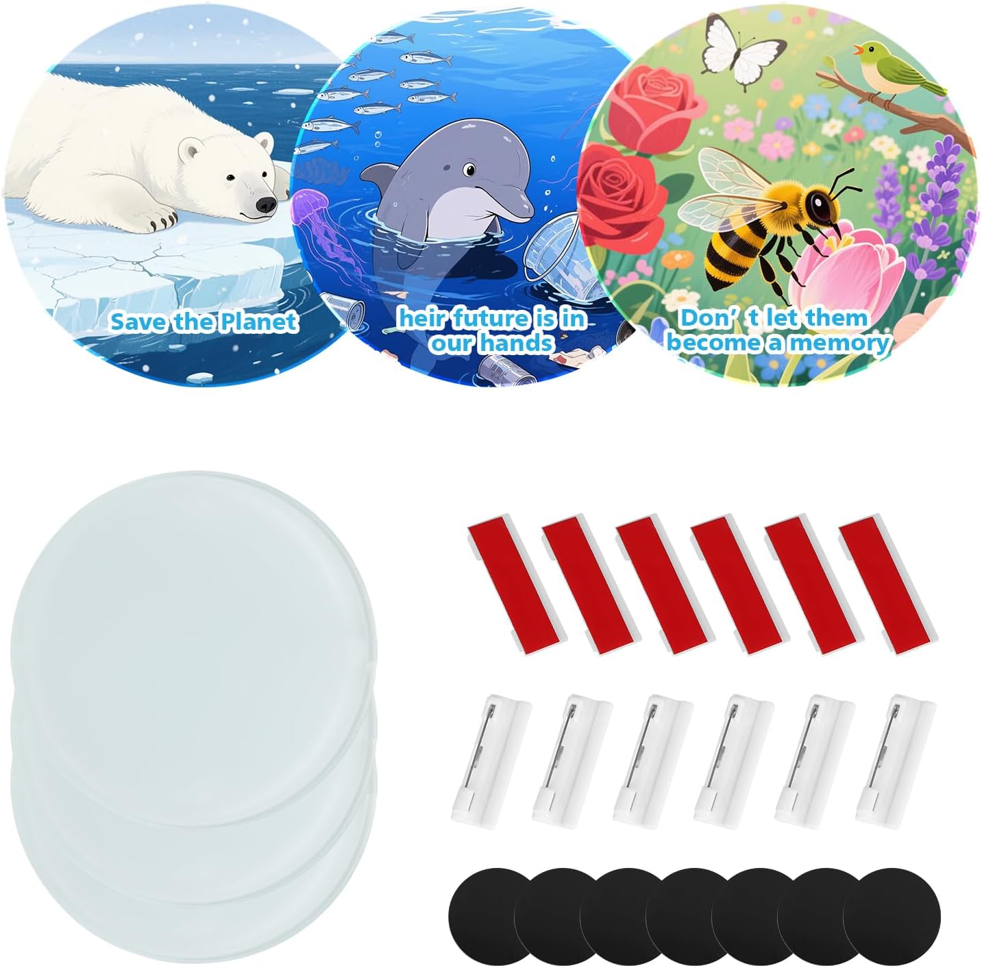 Sublimation Buttons Blanks 3 Inch 20 PCS Tempered Glass Pins and Adhesive Tape for Refrigerator Magnet and Sublimation DIY Project
