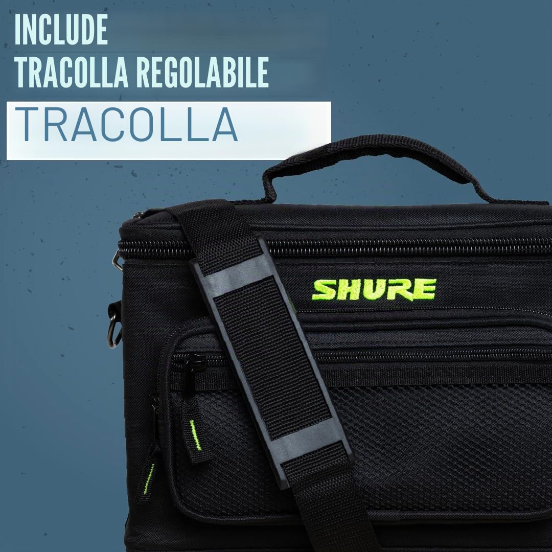 Shure by Gator, Borsa per il Trasporto Imbottita che Contiene fino a 2 Sistemi di Microfoni Wireless; (SH-WRLSSCARRYBAG-2)