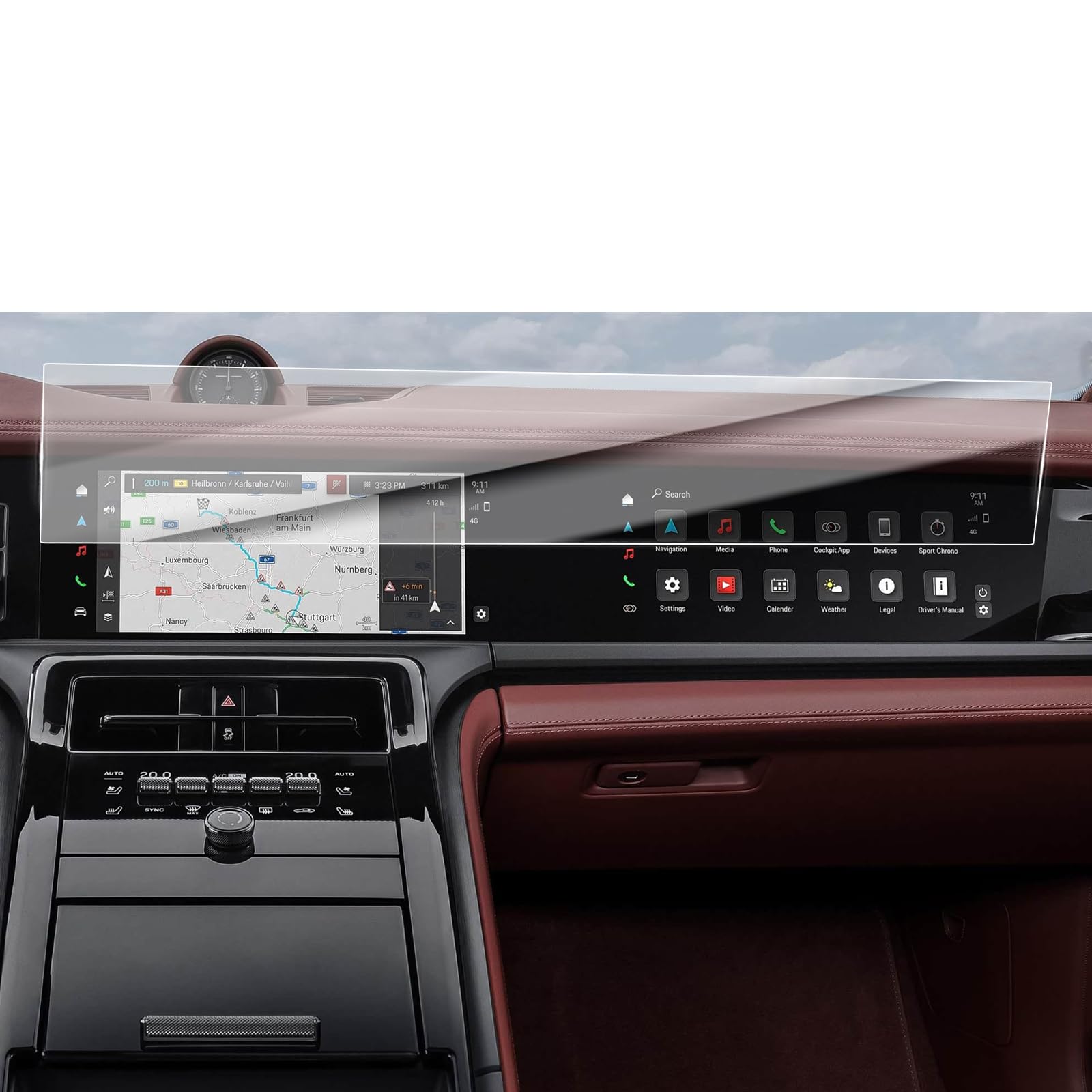 Compatible with for 2024 2025 2026 Panamera4S AIO Screen Protector Film for Porsche Panamera4E-Hybrid/GTS/Turbo Interior Accessories Integrated Tempered Glass Screen HD Clear Anti-Glare