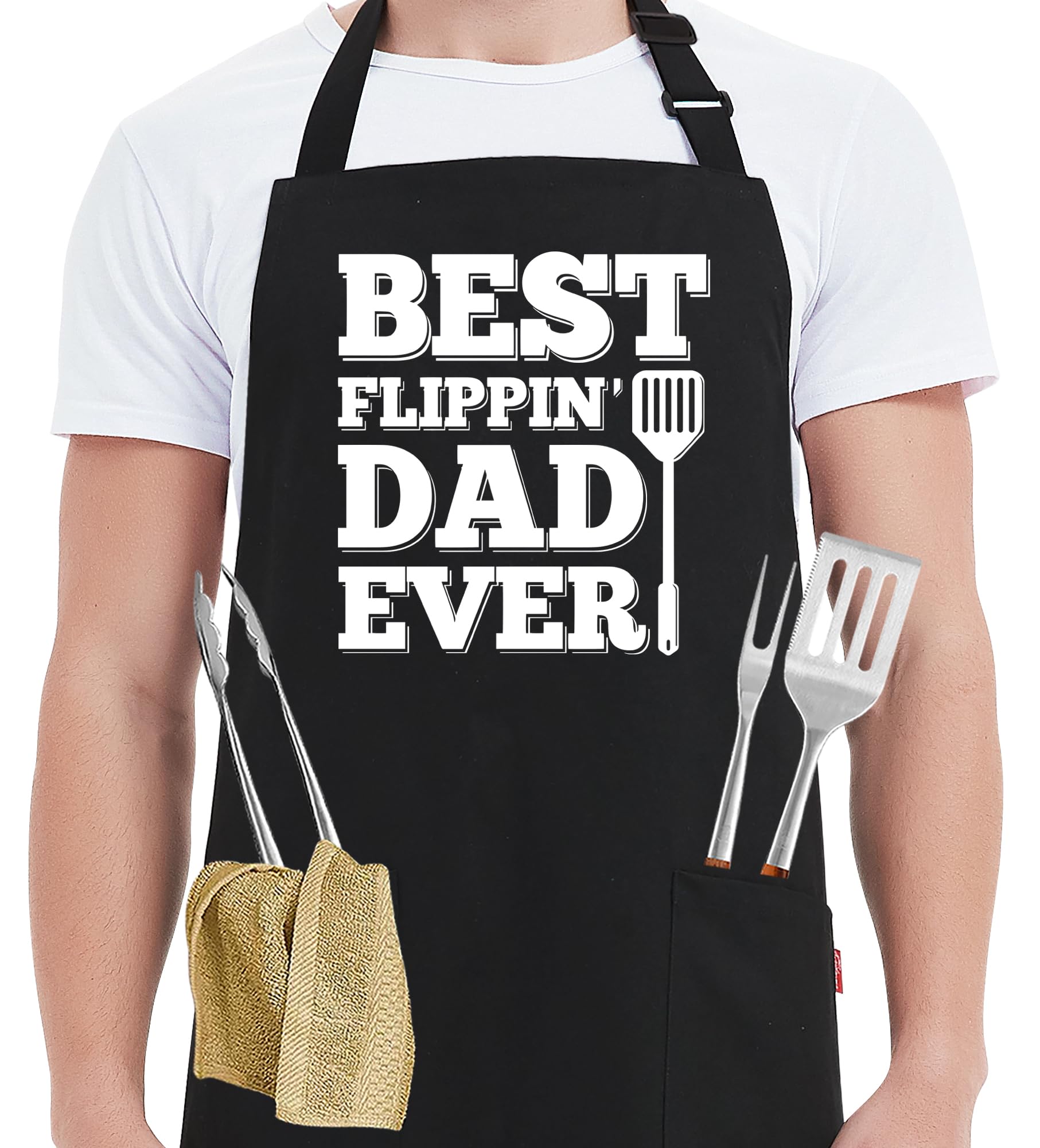 KaidoumaFunny Grilling Aprons for Men Dad - Men’s Funny Chef Cooking BBQ Grill Apron with 2 Pockets - Birthday Father's Day Christmas Gifts for Dad, Stepdad, Father in Law
