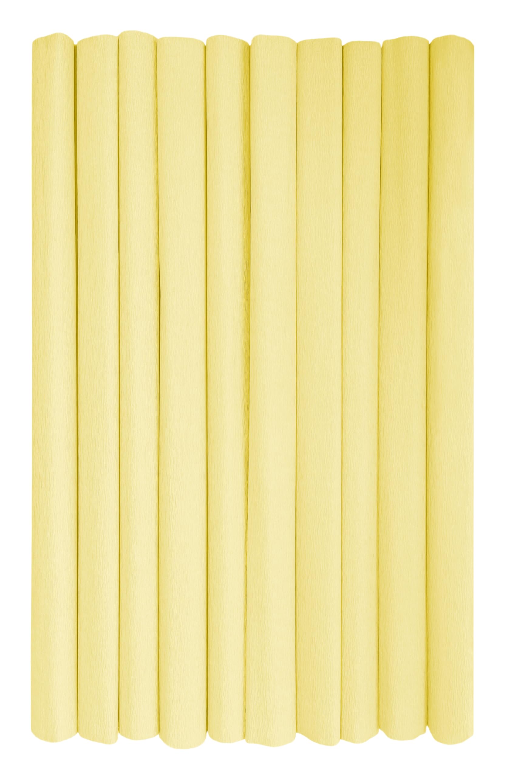 Interdruk - Crepe Paper Rolls for Kids DIY and Decorations - Pack of 10 Reels (50cm x 200cm, 28g/m2) - 33 Pastel Staw Yellow